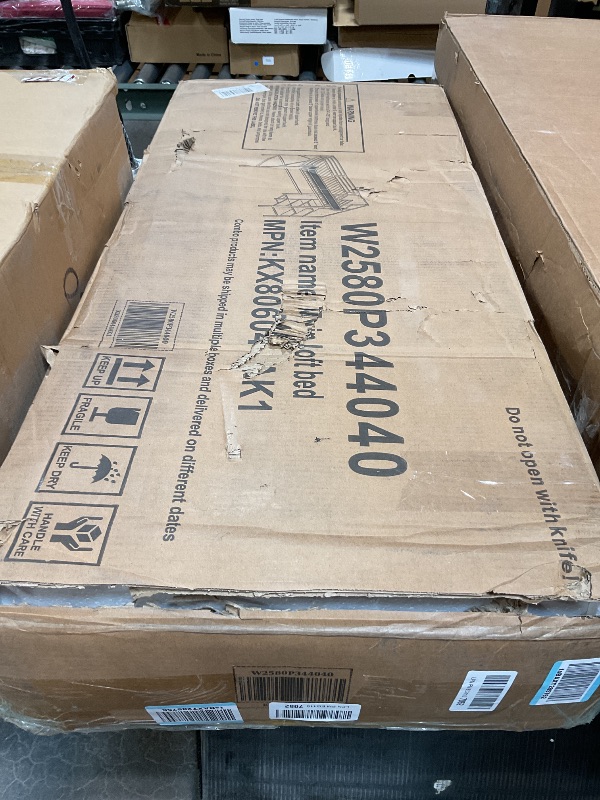 Photo 1 of **PARTS ONLY*  KEIKI Twin Size Metal Loft Bed Frame with Convertible Staircase, Built-in Storage Shelves & Wardrobe, Loft Bed with Solid Slats & Guardrail, No Box Spring Required, Easy Assembly, for Bedroom, White