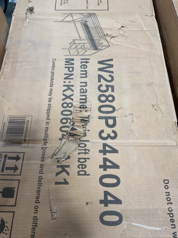 Photo 1 of **PARTS ONLY*  KEIKI Twin Size Metal Loft Bed Frame with Convertible Staircase, Built-in Storage Shelves & Wardrobe, Loft Bed with Solid Slats & Guardrail, No Box Spring Required, Easy Assembly, for Bedroom, White