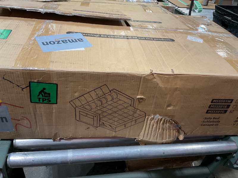 Photo 1 of ***BOX 2 ONLY***Marsail 3-in-1 Convertible Futon Sofa Bed with USB Charging Port & Adjustable Backrest, Velvet Loveseat with Side Pockets, Pull Out Sleeper Couch Suitable for Small Spaces, Grey