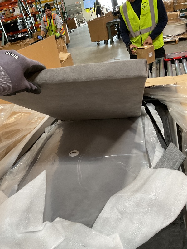 Photo 1 of *** NOT IN A BOX *** Casa Andrea Milano Modern 3 Piece Microfiber and Faux Leather L Shaped Sectional Sofa with Reversible Chaise & Ottoman, Large Living Room Furniture, Grey