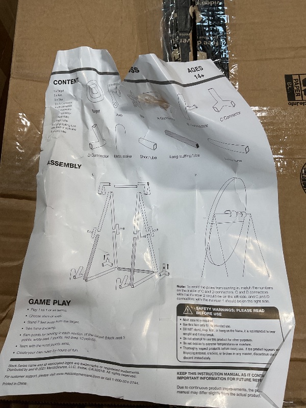 Photo 1 of ***ONLY STAND/MISSING TARGET***black Series Axe Throwing Target Set, Includes 3 Axes & Bristle Target, Lightweight Plastic Axes with Blunted Edges, Safe for Indoor & Outdoor Use, Fun Party Activity Game