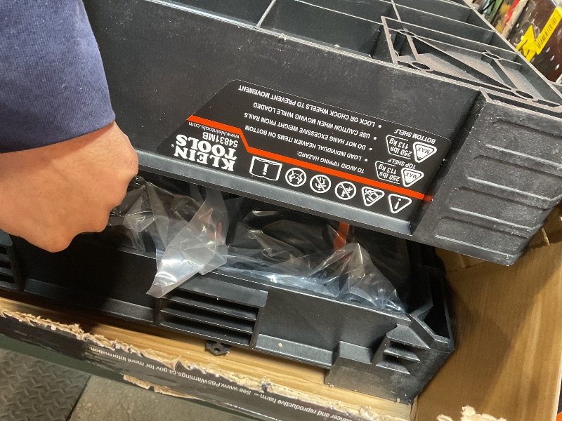 Photo 1 of *used*Klein Tools 54831MB MODbox Utility Cart, 2-Shelf Heavy Duty Rolling Tool Cart, 500-Pound Capacity, 6-Inch Wheels, for Jobsite, Warehouse