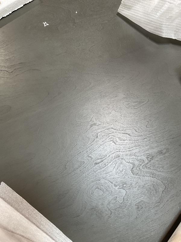 Photo 1 of *missing bottom*Merax 5-Piece Retro Round Dining Table Set with Curved Trestle Style Legs and 4 Upholstered Chairs, Kitchen Furniture, Dark Gray