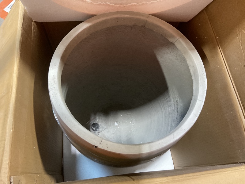 Photo 1 of ***MINOR DAMAGE ***Kante 21.7" H Weathered Concrete Tall Planter, Large Outdoor Indoor Decorative Pot with Drainage Hole and Rubber Plug, Modern Round Style for Home and Garden