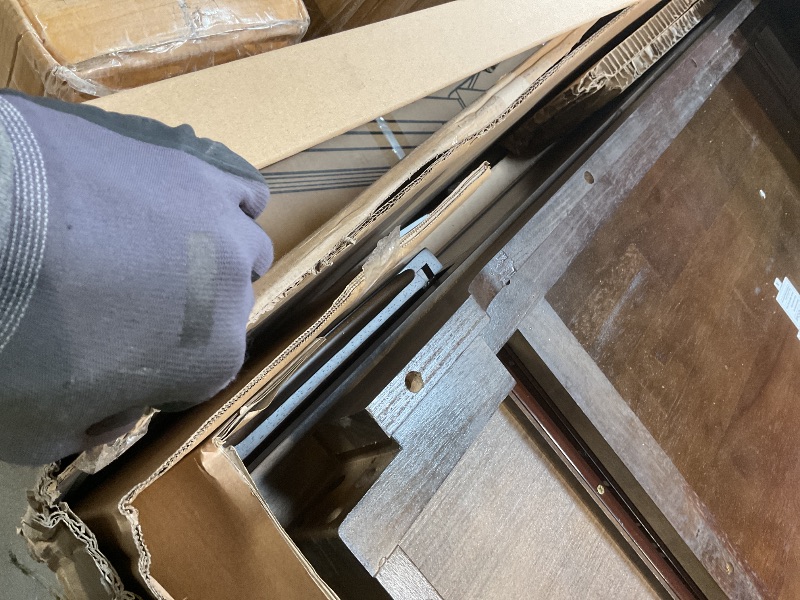 Photo 1 of **parts only**SIMPLIHOME Harper Small Desk - 48 Inch Wide Solid Hardwood Writing Desk in Walnut Brown, Mid-Century Modern Home Office Computer Table for Study with 2 Drawers and Flip-Down Keyboard Tray