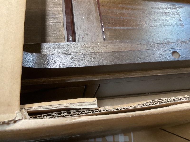 Photo 1 of **parts only**SIMPLIHOME Harper Small Desk - 48 Inch Wide Solid Hardwood Writing Desk in Walnut Brown, Mid-Century Modern Home Office Computer Table for Study with 2 Drawers and Flip-Down Keyboard Tray