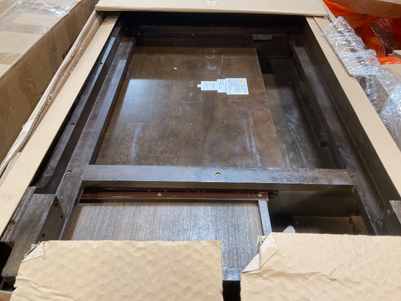 Photo 1 of **parts only**SIMPLIHOME Harper Small Desk - 48 Inch Wide Solid Hardwood Writing Desk in Walnut Brown, Mid-Century Modern Home Office Computer Table for Study with 2 Drawers and Flip-Down Keyboard Tray