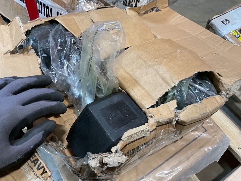 Photo 1 of ***partial set, pair of 25 lbs only  Fitvids Dumbbell Set with Rack â€“ Dumbbell + A-Rack: 150LBS Set â€“ Black