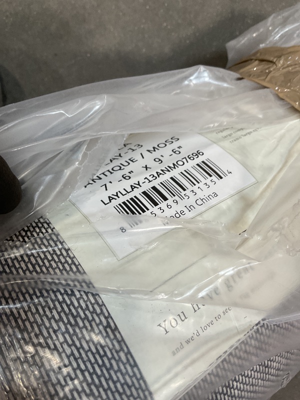 Photo 1 of **DIRT FROM TRANSPORT **Loloi Layla Collection LAY-13 Antique/Moss 7'-6" x 9'-6" .13" Thick Area Rug, Soft, Durable, Vintage Inspired, Distressed, Low Pile, Non-Shedding, Easy Clean, Printed, Living Room Rug