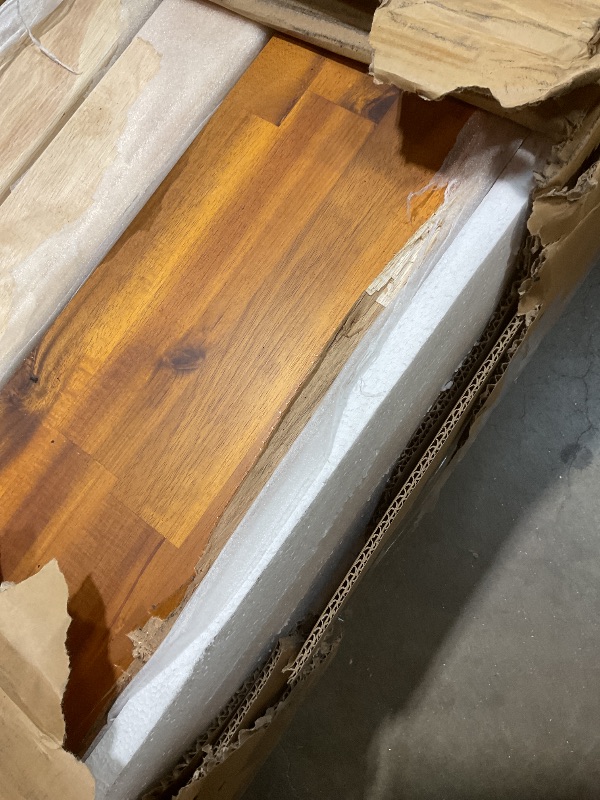 Photo 1 of **CHIP DAMAGE ON BIG PIECE**Bme Dinkee Wooden Queen Bed Frame, 15 Inch Height, Elegant Minimalist Modern Design with Japanese Joinery, Durable Wood Slats for Reliable Support, No Box Spring Required, Caramel