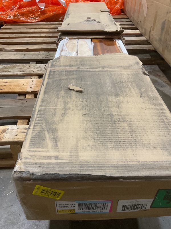 Photo 1 of **CHIP DAMAGE ON BIG PIECE**Bme Dinkee Wooden Queen Bed Frame, 15 Inch Height, Elegant Minimalist Modern Design with Japanese Joinery, Durable Wood Slats for Reliable Support, No Box Spring Required, Caramel