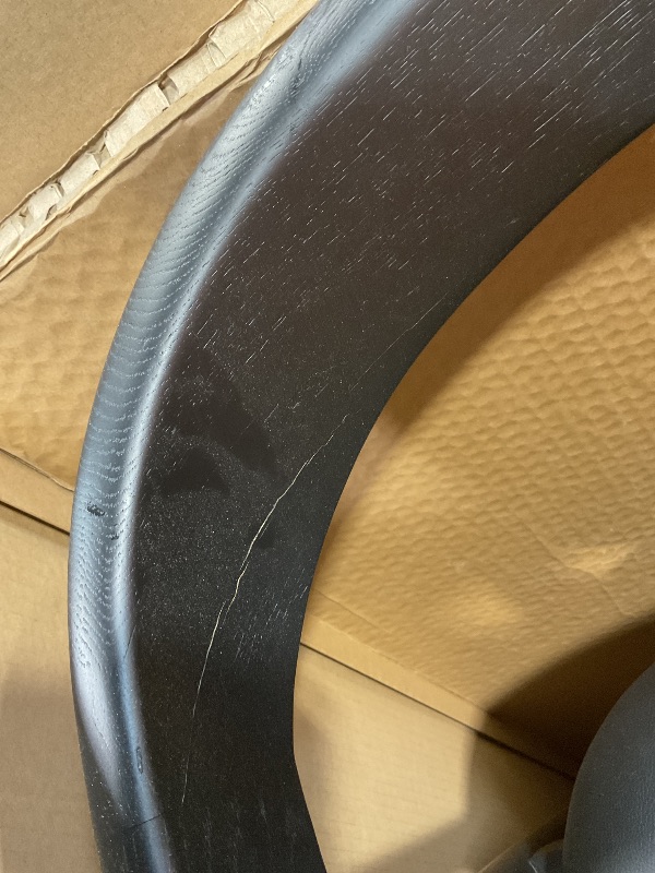 View 6 of **CHAIR BACK IS CRACKING**Armen Living Apache Modern Black Oak Wood and Faux Leather 26" Seat Height Bar Stool for Kitchen Island Counter