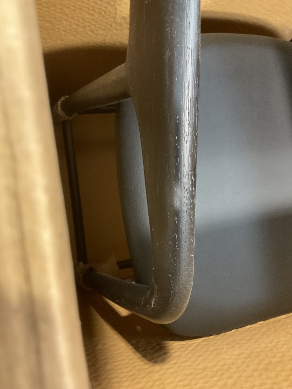 View 4 of **CHAIR BACK IS CRACKING**Armen Living Apache Modern Black Oak Wood and Faux Leather 26" Seat Height Bar Stool for Kitchen Island Counter
