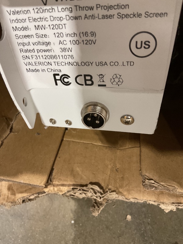 Photo 1 of 120" Motorized Projector Screen, Electric 16:9 Projector Screen with Remote Control, Indoor/Outdoor HD Movie Screen, Wall/Ceiling Mounted, Perfect for Home Office Theater TV, White