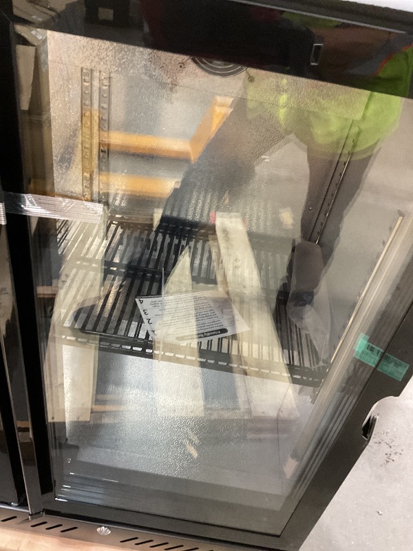 Photo 1 of **CHI/DENT  DAMAGE ON DOOR. SIDE HAS A SCRAPE AND SCRATCH**BODEGACOOLER Commercial Bar Cooler With 3 Glass Doors,12 Cu.Ft Counter Height Back Beverage Refrigerator,Display Bar Fridge with LED Lighting,Beverage Cooler for Beer Stainless Steel Top,With Cast