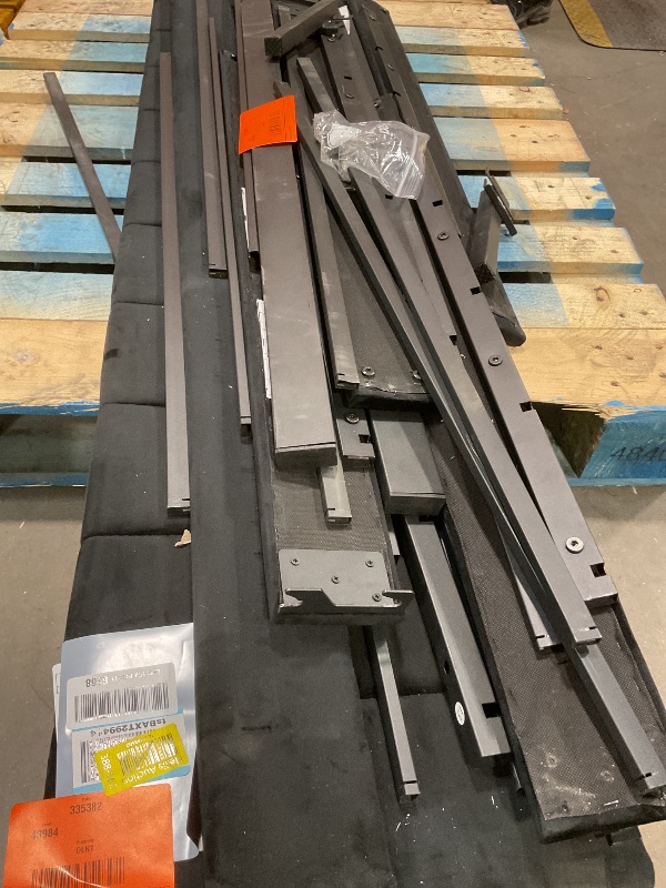 Photo 1 of **SELLING FOR PARTS. DENT. DIRT. SCRATCH**Novilla King Bed Frame with Piano Keys Headboard and Footboard, Metal Platform Bed Frames King Size, No Box Spring Needed, Easy Assembly, Steel Slats Support, Velvet Black