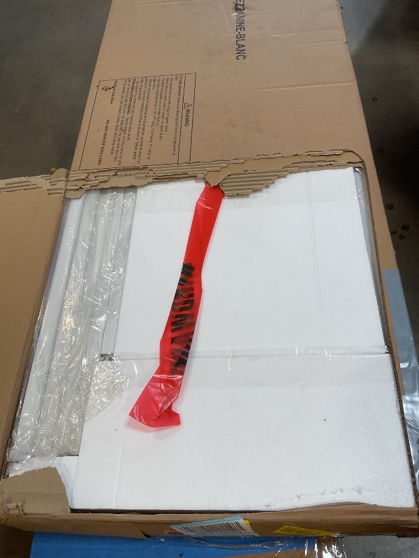 Photo 1 of **SELLING FOR PARTS AS PARTIAL SET. ONE BOX OF TWO.**Bellemave Full Size Loft Bed with Desk and 2 Shelves, Metal Full loft bedframe with Storage Shelves, White