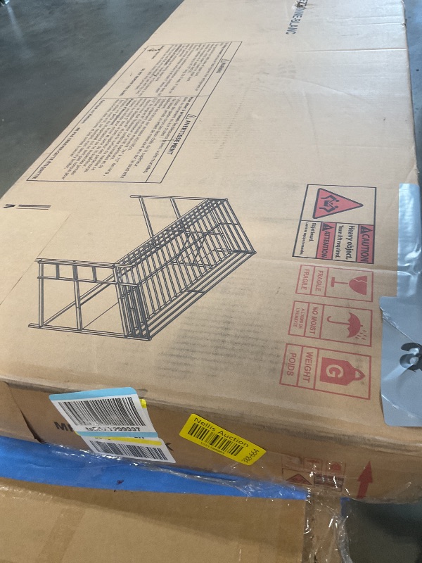 Photo 1 of **SELLING FOR PARTS AS PARTIAL SET. ONE BOX OF TWO.**Bellemave Full Size Loft Bed with Desk and 2 Shelves, Metal Full loft bedframe with Storage Shelves, White