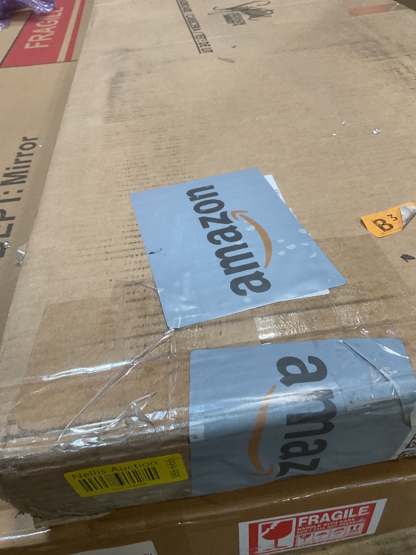 Photo 1 of **CORNER DAMAGE**Signature Design by Ashley Cabinella Rustic Panel Headboard for Bedroom, Legs with Adjustable Height Options, Full, 56" Wide x 80" Deep x 45" High, Light Brown Finish, (Headboard Only)