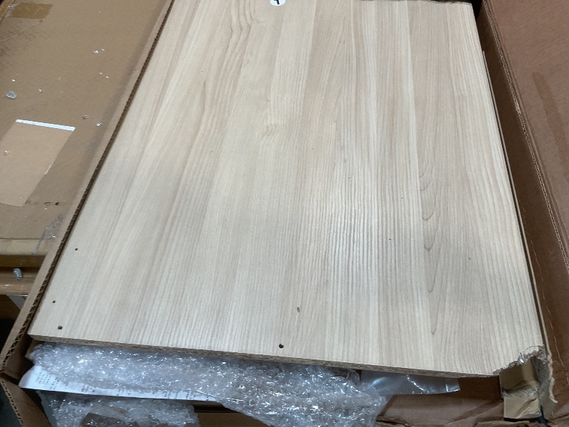 Photo 1 of **CORNER DAMAGE**Signature Design by Ashley Cabinella Rustic Panel Headboard for Bedroom, Legs with Adjustable Height Options, Full, 56" Wide x 80" Deep x 45" High, Light Brown Finish, (Headboard Only)