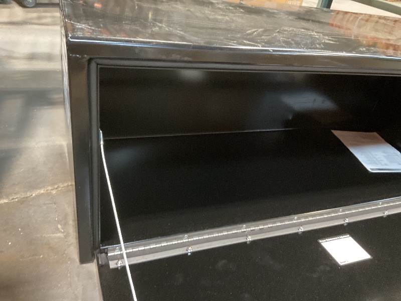 Photo 1 of **DENTS. DIRT. SCRATCHES**Buyers Products 1702310 Black Steel Underbody Truck Box with T-Handle Latch, 18 x 18 x 48 Inch, Contractor Toolbox With Durable Lock, Job Tool Chest For Storage And Organization