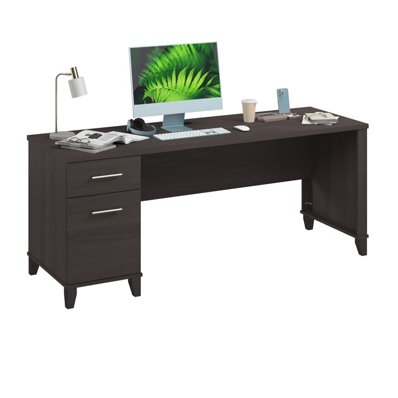 View 1 of **CHIP DAMAGE ON EDGE**Somerset 72W Office Desk with Drawers in Gray - Engineered Wood