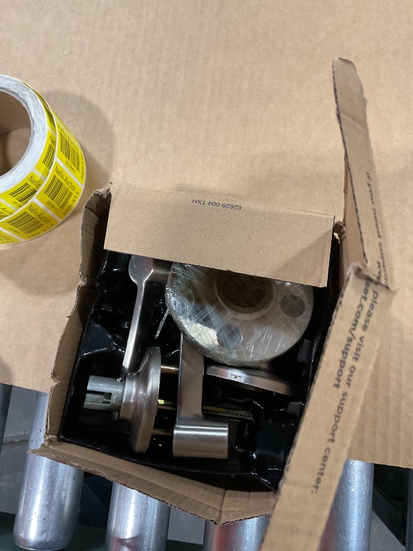 Photo 1 of *** missing pieces can be used for parts***Kwikset Ladera Interior Passage Door Handle, Lever For Closet and Hallway Doors, Reversible Non-Locking Handle Lever, Satin Nickel, with Microban Protection