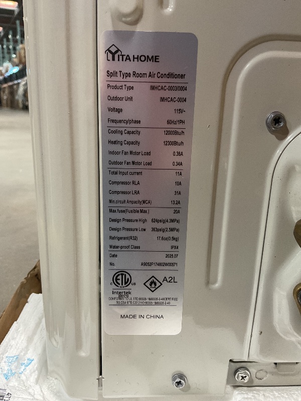 Photo 1 of *** FAN UNIT ONLY ***YITAHOME 12000 BTU Mini Split AC Heating System, 20 SEER2 115V Ductless Air Conditioner with Wi-Fi & Alexa Compatibility, Covers Up to 750 Sq. Ft, Energy Efficient Inverter AC with Heat Pump