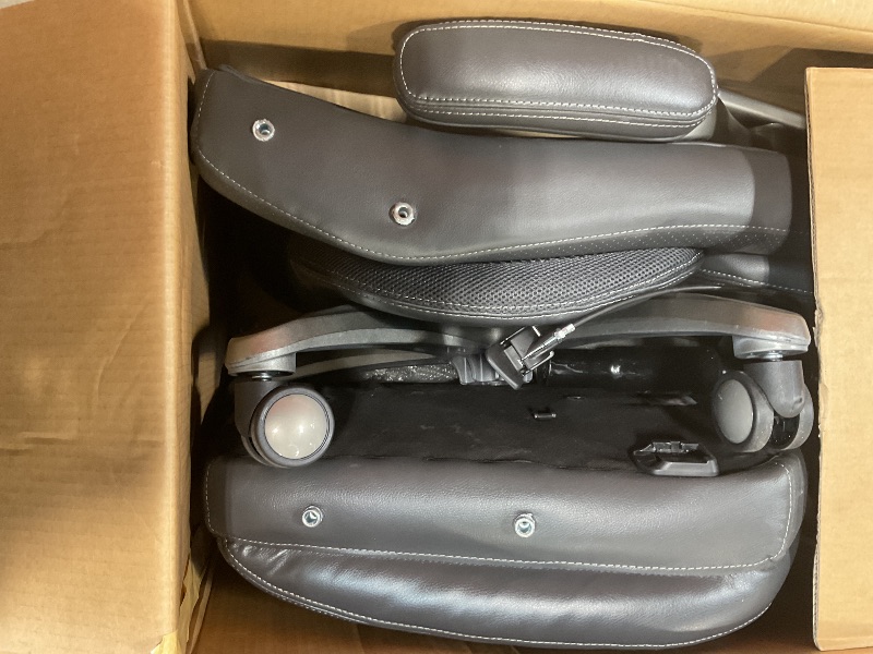 Photo 1 of *** USED, UNKNOWN, MISSING HARDWARE ***Amazon Basics Ergonomic Executive Office Desk Chair with Lumbar Support, Flip-up Armrests, Adjustable Height, Grey Leather