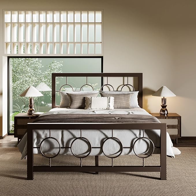 Photo 1 of *** PICTURE FOR REFERENCE ***Allewie Full Size Metal Platform Bed Frame with Modern and Vintage Style Headboard,No Box Spring Need,Easy Assembly,Noise-Free