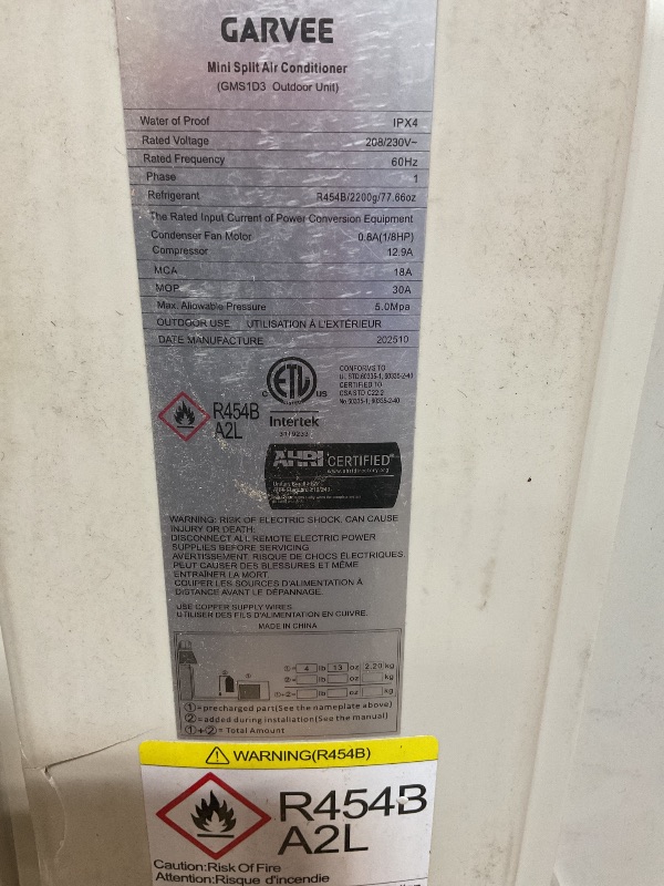 Photo 1 of *** STOCK PHOTO ONLY, MAJOR DAMAGE, UNTESTED*** GARVEE MINI SPLIT AIR CONDITIONER OUTDOOR UNIT 12,000 BTU