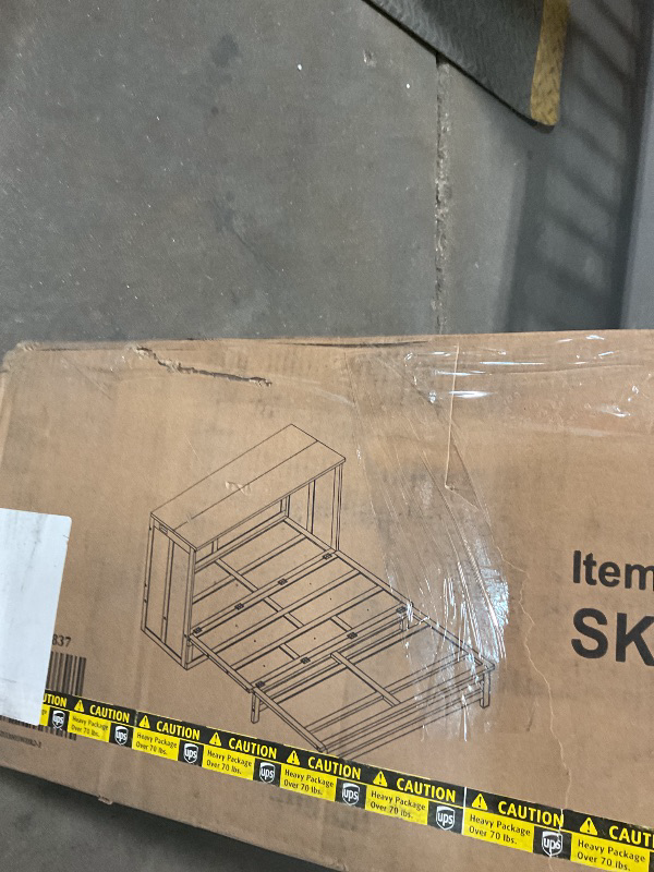 Photo 1 of **MISSING MATTRESS ** Murphy Bed with Charging Station, Queen Size Cabinet Bed with Large Storage Drawer for Home Office or Small Room, Hideaway Foldable Platform Bed, White