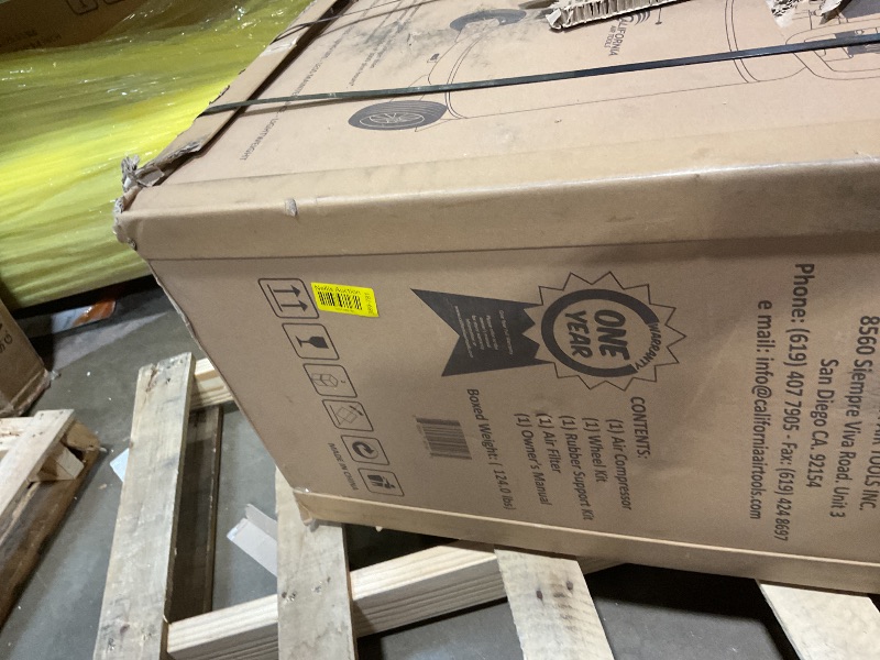 Photo 1 of **SCRAPES**California Air Tools 20020 2.0 HP Ultra Quiet and Oil-Free Air Compressor with Wheels, 20 Gallon Tank Capacity, 70 dB Noise Level, Electric, Portable