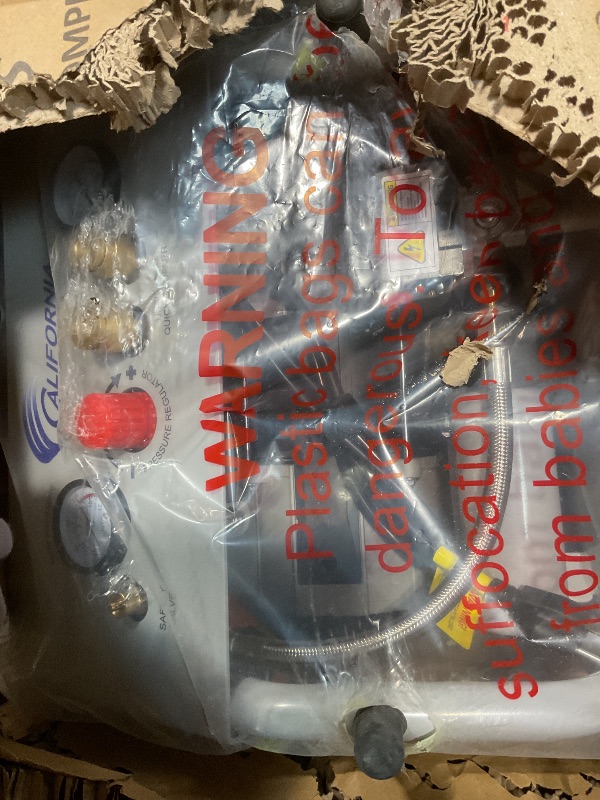 Photo 1 of **SCRAPES**California Air Tools 20020 2.0 HP Ultra Quiet and Oil-Free Air Compressor with Wheels, 20 Gallon Tank Capacity, 70 dB Noise Level, Electric, Portable