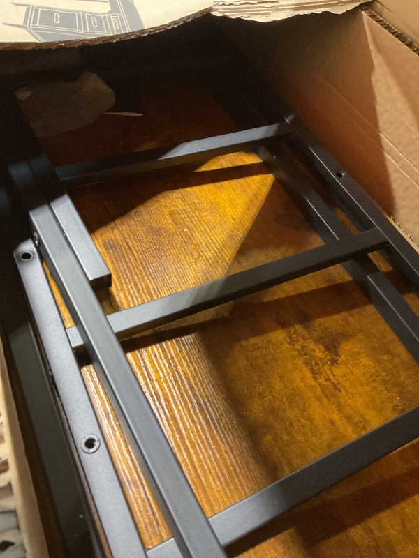 Photo 1 of **SELLING FOR PARTS AS PARTIAL SET. SCRAPES DROM TRANSPORT**DUMOS 32" Home Office Computer Desk with Drawers, Small Gaming Writing Study Table with Storage Side Bag, Headphone Hook and Adjustable Feet for Bedroom Rustic Brown