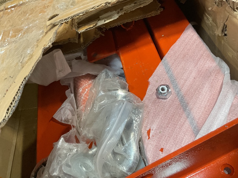 Photo 1 of **SCRAPES**2-Ton Folding Engine Hoist Cherry Picker 4400 Lb Capacity Hydraulic Shop Crane with Telescoping Boom 6 Caster Wheels for Automotive Repair Garage Use Includes Hitch and Storage Stand Orange