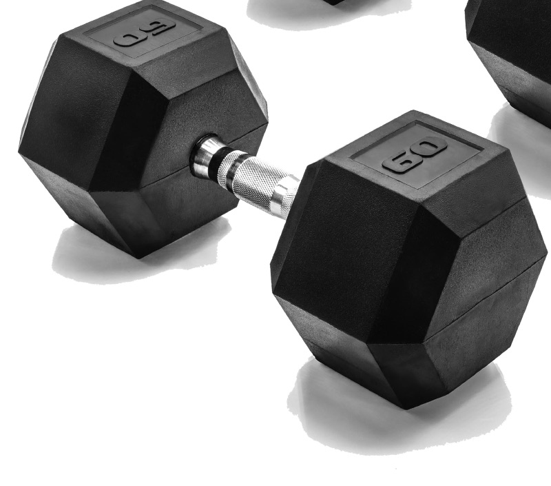 Photo 1 of **WET/SCRAPE DAMAGE**CAP Barbell 60 LB Rubber Coated Hex Dumbbell Hand Weight - | Chrome Handle