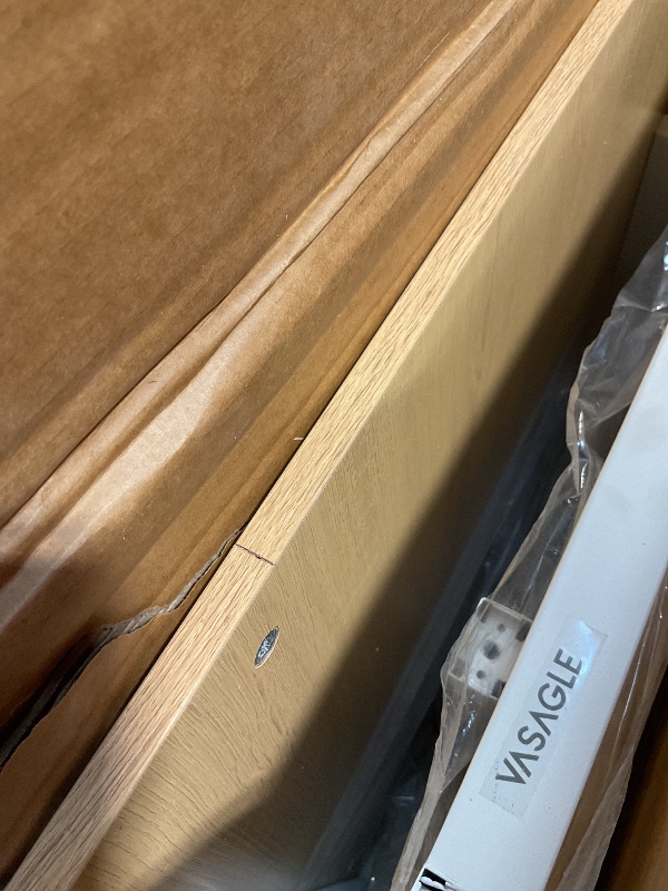 Photo 1 of **SELLING FOR PARTS AS PARTIAL SET. MISSING HARDWARE**VASAGLE Kitchen Island with 3 Shelves, Kitchen Shelf with Power Strip, 23.6 x 47.2 x 34.9 Inches, Large Worktop, Steel Structure, Industrial, Easy to Assemble, Oak Color and White UKKI101Y01