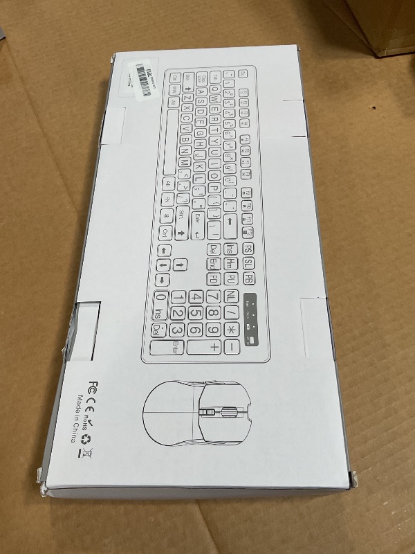 Photo 1 of ***FOR PARTS / NON-FUNCTIONAL*** Backlit Large Print Wireless Keyboard and Mouse Combo, 2.4G Full Size Keyboards with Light Up Large Keys, Oversize Letters Keys Easy to See and Type, Quiet Keyboard Mouse for Windows, Laptop, PC