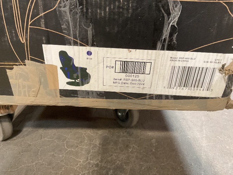 Photo 1 of *** USED/MINOR DAMAGE/UNKNOWN MISSING HARDWARE***RESPAWN 900 Console Gaming Recliner with Footrest and Lumbar Support - Comfortable Ergonomic Gaming Chair with Headrest, No Wheels, Reclining, Heavy Duty, Racing Style Video Game Chairs - Blue