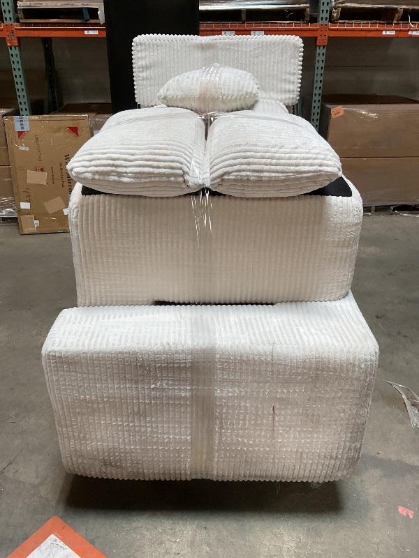Photo 1 of *** MAJOR DAMAGE/DIRTY FROM TRANSPORT***DUMOS 108" Boneless Couch, Cloud Sectional Couch with L-Shape Chaise, Modular Sectional Sofa with Deep Seat, Upholstered Couch for Living Room Bedroom, No Assembly Required (Beige, Left Facing Chaise)