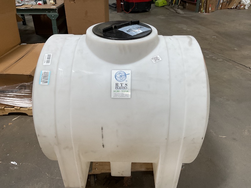 Photo 1 of *** USED/MINOR DAMAGE – DIRTY***RTS Plastics 150 Gallon Water Tank Horizontal Leg Tank – 12” Vented Manway, 1” Poly Bulkhead, Seamless Heavy-Duty Liquid Storage Tank for Water, Fertilizers & Chemicals