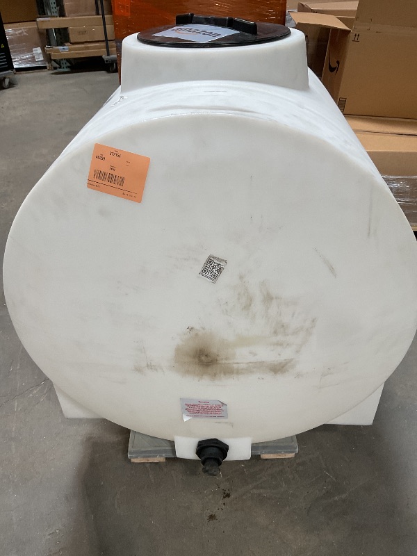 Photo 1 of *** USED/MINOR DAMAGE – DIRTY***RTS Plastics 150 Gallon Water Tank Horizontal Leg Tank – 12” Vented Manway, 1” Poly Bulkhead, Seamless Heavy-Duty Liquid Storage Tank for Water, Fertilizers & Chemicals