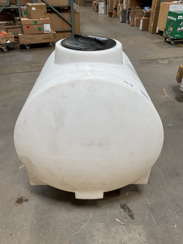 Photo 1 of *** USED/MINOR DAMAGE – DIRTY***RTS Plastics 150 Gallon Water Tank Horizontal Leg Tank – 12” Vented Manway, 1” Poly Bulkhead, Seamless Heavy-Duty Liquid Storage Tank for Water, Fertilizers & Chemicals