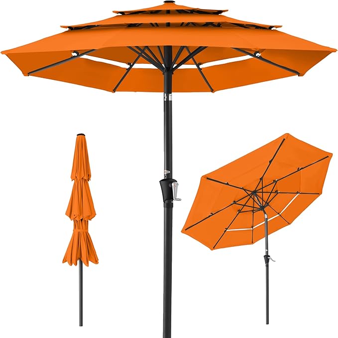 Photo 1 of ***YELLOW/PICTURE FOR REFERENCE ONLY***Best Choice Products 10ft 3-Tier Market Patio Umbrella, Outdoor Sun Shade with Tilt, Crank Lift, 8 Ribs for Backyard, Deck, Poolside