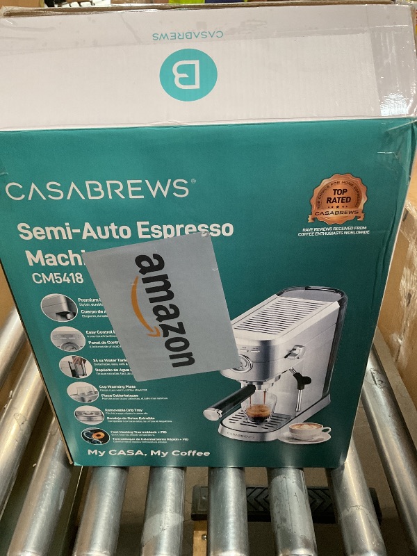 Photo 1 of *** USED***CASABREWS CM5418 Espresso Machine 20 Bar, Compact Espresso Maker with Steam Milk Frother, Stainless Steel Coffee Machine with 34oz Removable Water Tank for Cappuccino, Small Latte Machine, Silver