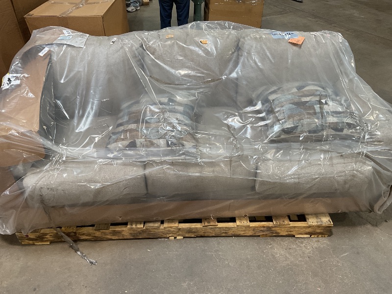 Photo 1 of *** MAJOR DAMAGE***Signature Design by Ashley Deltona Contemporary 2-in-1 Sofa Sleeper with Folding Gel Memory Foam Mattress and 2 Accent Pillows, Queen, Beige