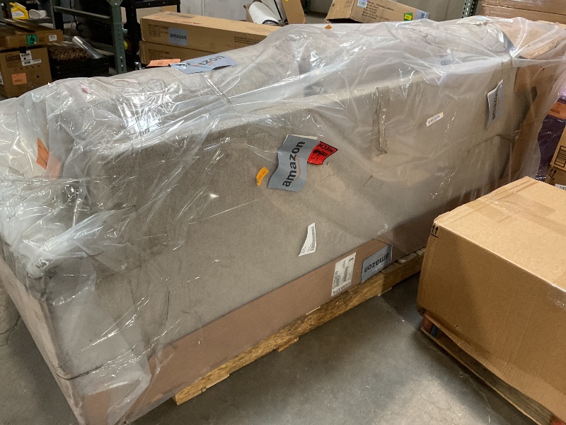 Photo 1 of *** MAJOR DAMAGE***Signature Design by Ashley Deltona Contemporary 2-in-1 Sofa Sleeper with Folding Gel Memory Foam Mattress and 2 Accent Pillows, Queen, Beige