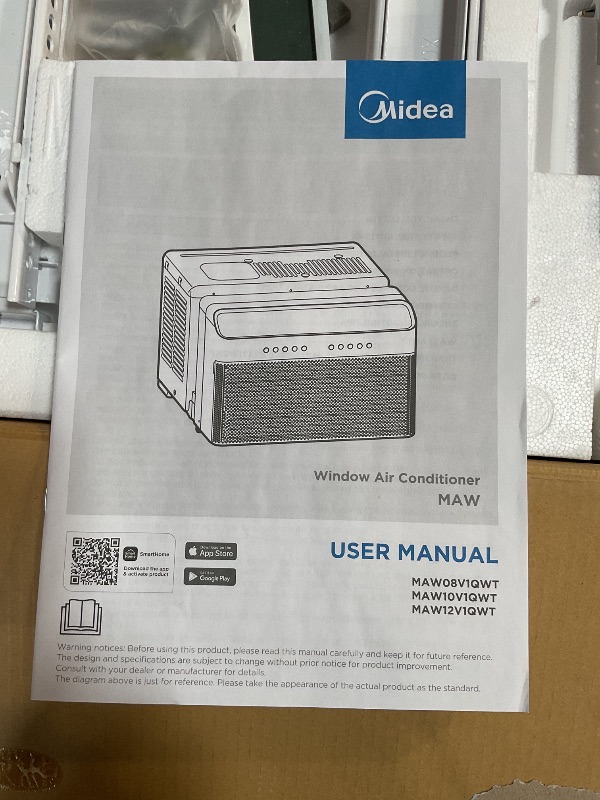 Photo 1 of *** USED/MAKES NOISE WHEN RUNNING***  Midea 12,000 BTU U Shaped Smart Inverter Window Air Conditioner - Cools 550 Sq Ft, Ultra Quiet with Open Window Flexibility - Alexa/Google Assistant Compatible - 35% Energy Savings, Remote (Updated)