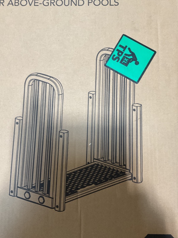Photo 1 of *** BOX B AND C ONLY***Blue Wave Easy Pool Entry System w/Gate for 48 to 54-in Deep Above Ground Pools – No Deck Required – Wide Anti-Slip Pool Steps, Lockable Gate, Dual Handrails, Anti-Entrapment Barrier – 350-lbs Cap.